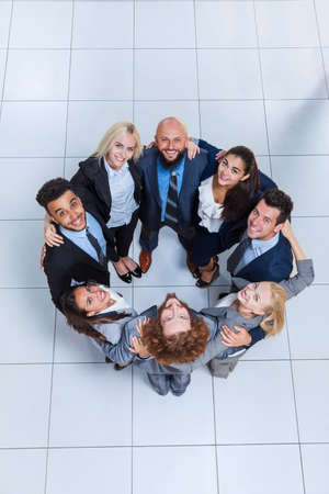 Business People Group Happy Smile Standing At Modern Office Top View, Businesspeople Teamの写真素材