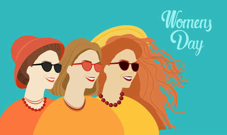 8 March International Women Day Greeting Card Flat Illustrationのイラスト素材