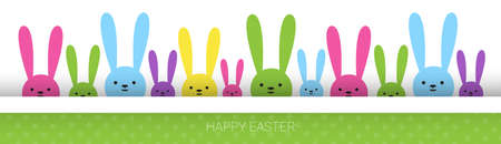 Rabbit Easter Holiday Bunny Symbols Greeting Card Vector Illustrationのイラスト素材