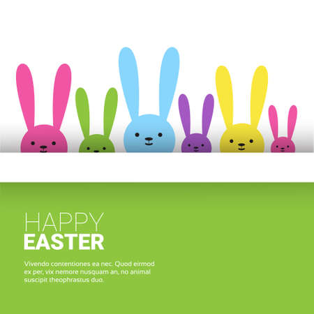 Rabbit Easter Holiday Bunny Symbols Greeting Card Vector Illustrationのイラスト素材