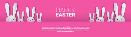 Rabbit Easter Holiday Bunny Symbols Greeting Card Vector Illustrationのイラスト素材