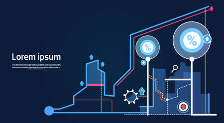 Analysis Finance Graph Financial Business Chart Flat Vector Illustrationのイラスト素材