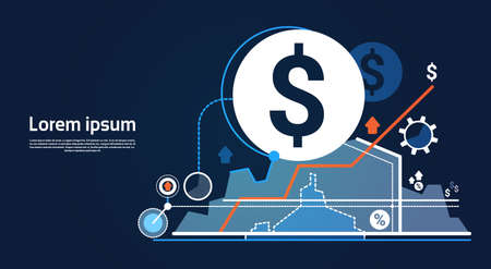 Analysis Finance Graph Financial Business Chart Flat Vector Illustrationのイラスト素材