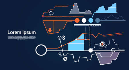 Analysis Finance Graph Financial Business Chart Flat Vector Illustrationのイラスト素材