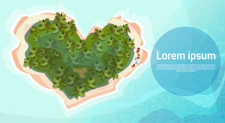 Island Summer Beach Vacation Set Sand Tropical Holiday Banner Flat Vector Illustrationのイラスト素材