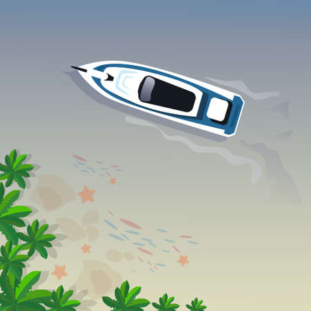 Summer Beach Vacation Set Sand Tropical Holiday Banner Flat Vector Illustrationのイラスト素材