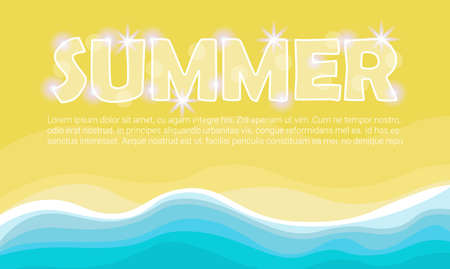 Summer Beach Vacation Set Sand Tropical Holiday Banner Flat Vector Illustrationのイラスト素材