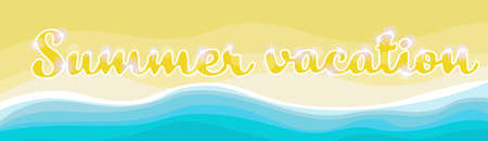 Summer Beach Vacation Set Sand Tropical Holiday Banner Flat Vector Illustrationのイラスト素材