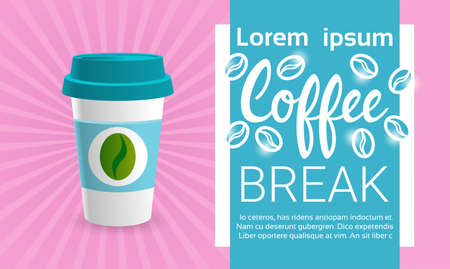 Coffee Take Away Cup Break Breakfast Drink Beverage Flat Vector Illustrationのイラスト素材