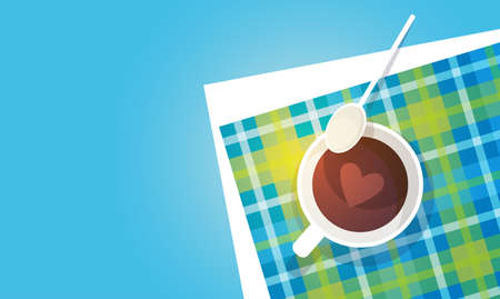 Coffee Cup Break Breakfast Drink Beverage Top View Flat Vector Illustrationのイラスト素材