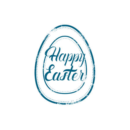 Easter Spring Holiday Greeting Card Stamp Icon Vector Illustrationのイラスト素材
