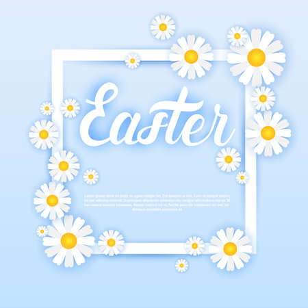 Easter Spring Holiday Banner Greeting Card Flat Vector Illustrationのイラスト素材