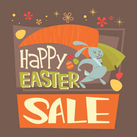 Easter Sale Shopping Special Offer Holiday Banner Flat Vector Illustrationのイラスト素材