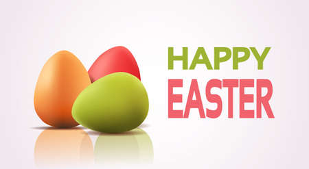 Decorated Colorful Eggs Easter Holiday Symbols Greeting Card Vector Illustrationのイラスト素材