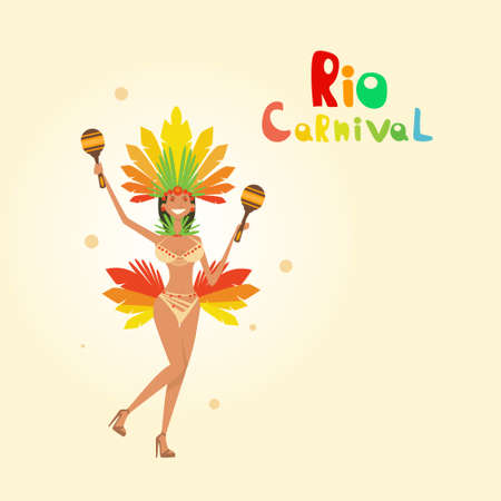 Brazil Carnival Colorful Rio Holiday Party Celebration Flat Vector Illustrationのイラスト素材