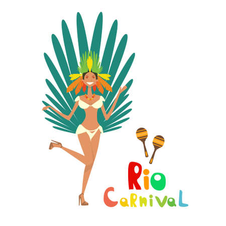 Brazil Carnival Colorful Rio Holiday Party Celebration Flat Vector Illustrationのイラスト素材
