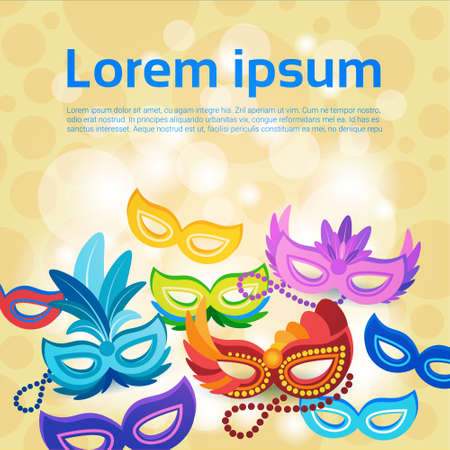 Colorful Mask Brazil Carnival Rio Holiday Party Celebration Flat Vector Illustrationのイラスト素材
