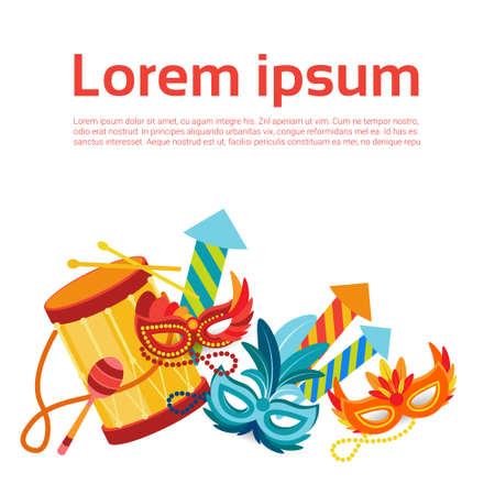 Brazil Carnival Colorful Rio Holiday Party Celebration Flat Vector Illustrationのイラスト素材