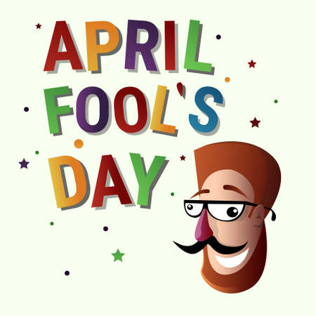 Smiling Face First April Fool Day Happy Holiday Greeting Card Flat Vector Illustrationのイラスト素材