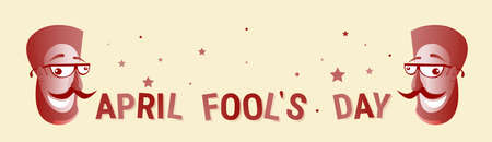 Smiling Face First April Fool Day Happy Holiday Greeting Card Flat Vector Illustrationのイラスト素材