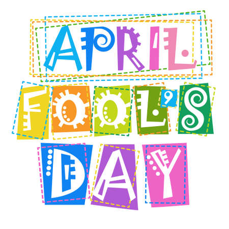 First April Fool Day Happy Holiday Greeting Card Flat Vector Illustrationのイラスト素材