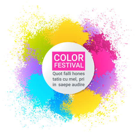Paint Splash Color Festival Happy Holi India Holiday Traditional Celebration Greeting Cart Flat Vector Illustrationのイラスト素材