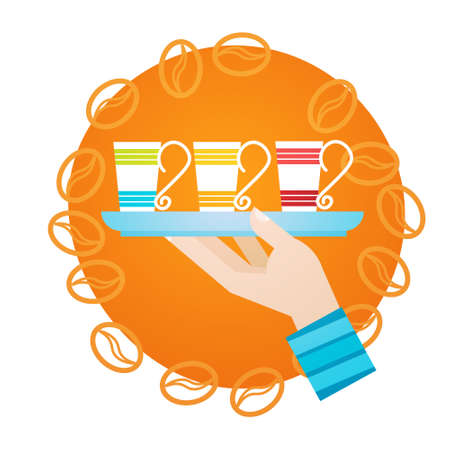 Hand Hold Cup Tea Coffee Break Morning Beverage Flat Vector Illustrationのイラスト素材