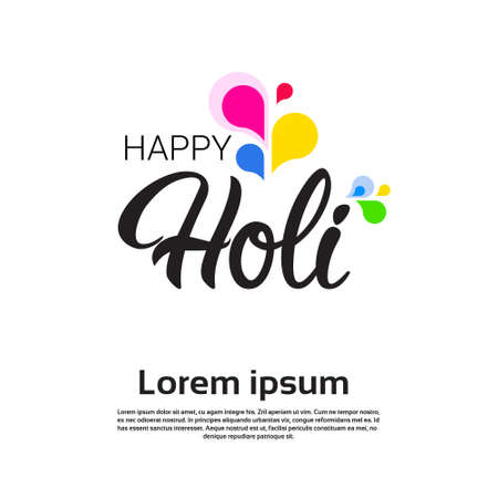 Happy Holi Religious India Holiday Traditional Celebration Greeting Card Flat Vector Illustrationのイラスト素材