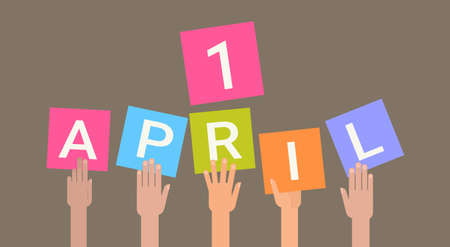 Fool Day April Holiday Greeting Card Banner Flat Vector Illustrationのイラスト素材