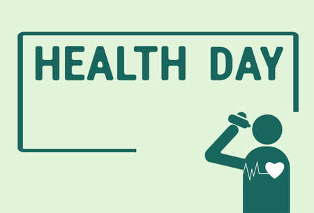 People Taking Pills Health World Day Global Holiday Banner With Copy Space Flat Vector Illustrationのイラスト素材