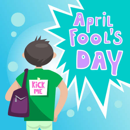 First April Fool Day Happy Holiday Greeting Card Flat Vector Illustrationのイラスト素材