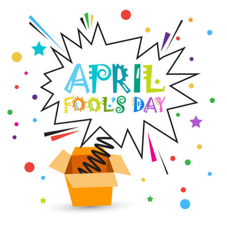 First April Fool Day Happy Holiday Greeting Card Flat Vector Illustrationのイラスト素材