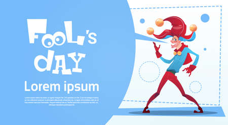 First April Fool Day Happy Holiday Greeting Card Flat Vector Illustrationのイラスト素材