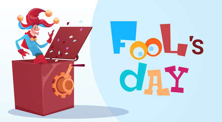 First April Fool Day Happy Holiday Greeting Card Flat Vector Illustrationのイラスト素材