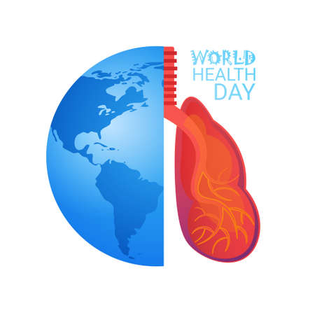 World Health Day 7 April Global Holiday Concept Flat Vector Illustrationのイラスト素材