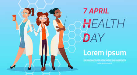 Medical Doctor Group World Health Day 7 April Global Holiday Concept Flat Vector Illustrationのイラスト素材