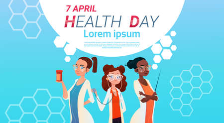 Medical Doctor Group World Health Day 7 April Global Holiday Concept Flat Vector Illustrationのイラスト素材