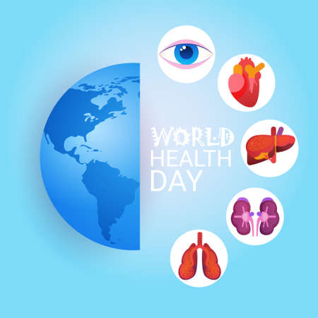 World Health Day 7 April Global Holiday Concept Flat Vector Illustrationのイラスト素材