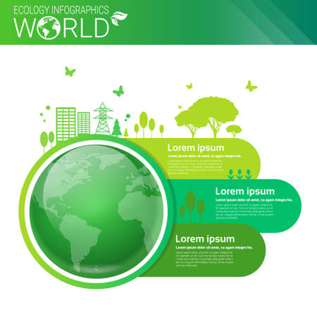 World Environmental Protection Green Energy Ecology Infographics Banner With Copy Space Vector Illustrationのイラスト素材