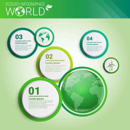 World Environmental Protection Green Energy Ecology Infographics Banner With Copy Space Vector Illustrationのイラスト素材