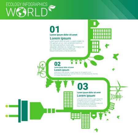 World Environmental Protection Green Energy Ecology Infographics Banner With Copy Space Vector Illustrationのイラスト素材