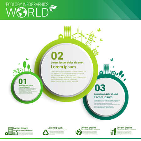 World Environmental Protection Green Energy Ecology Infographics Banner With Copy Space Vector Illustrationのイラスト素材