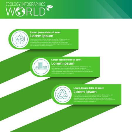 World Environmental Protection Green Energy Ecology Infographics Banner With Copy Space Vector Illustrationのイラスト素材