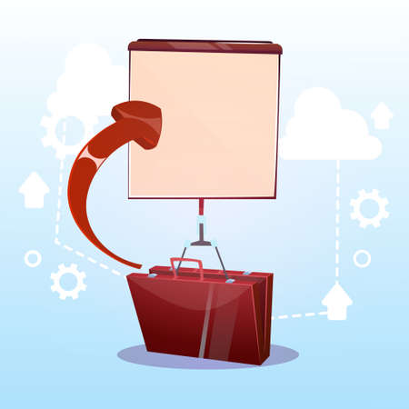 Open Briefcase With Flip Chart Business Presentation Concept Flat Vector Illustrationのイラスト素材