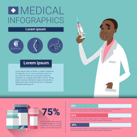 Health Medicine Infographics Information Banner With Copy Space Vector Illustrationのイラスト素材