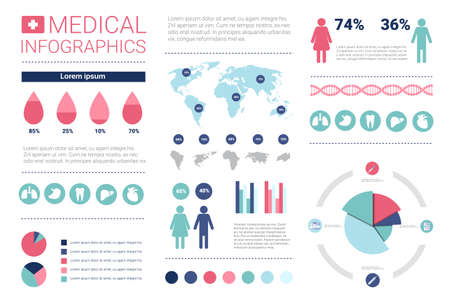 Health Medicine Infographics Information Banner With Copy Space Vector Illustrationのイラスト素材