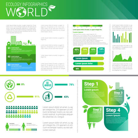 World Environmental Protection Green Energy Ecology Infographics Banner With Copy Space Vector Illustrationのイラスト素材