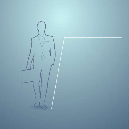 Business Man Silhouette Financial Graph Background Businessman Boss Vector Illustrationのイラスト素材