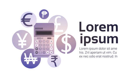 Calculator Money Exchange Finance Banking Currency Flat Vector Illustrationのイラスト素材