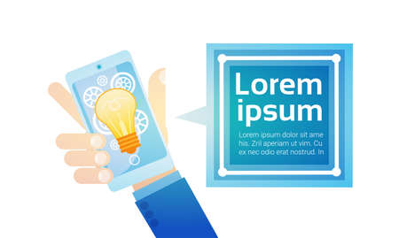 Hand Hold Cell Smart Phone Modern Gadget Flat Vector Illustrationのイラスト素材